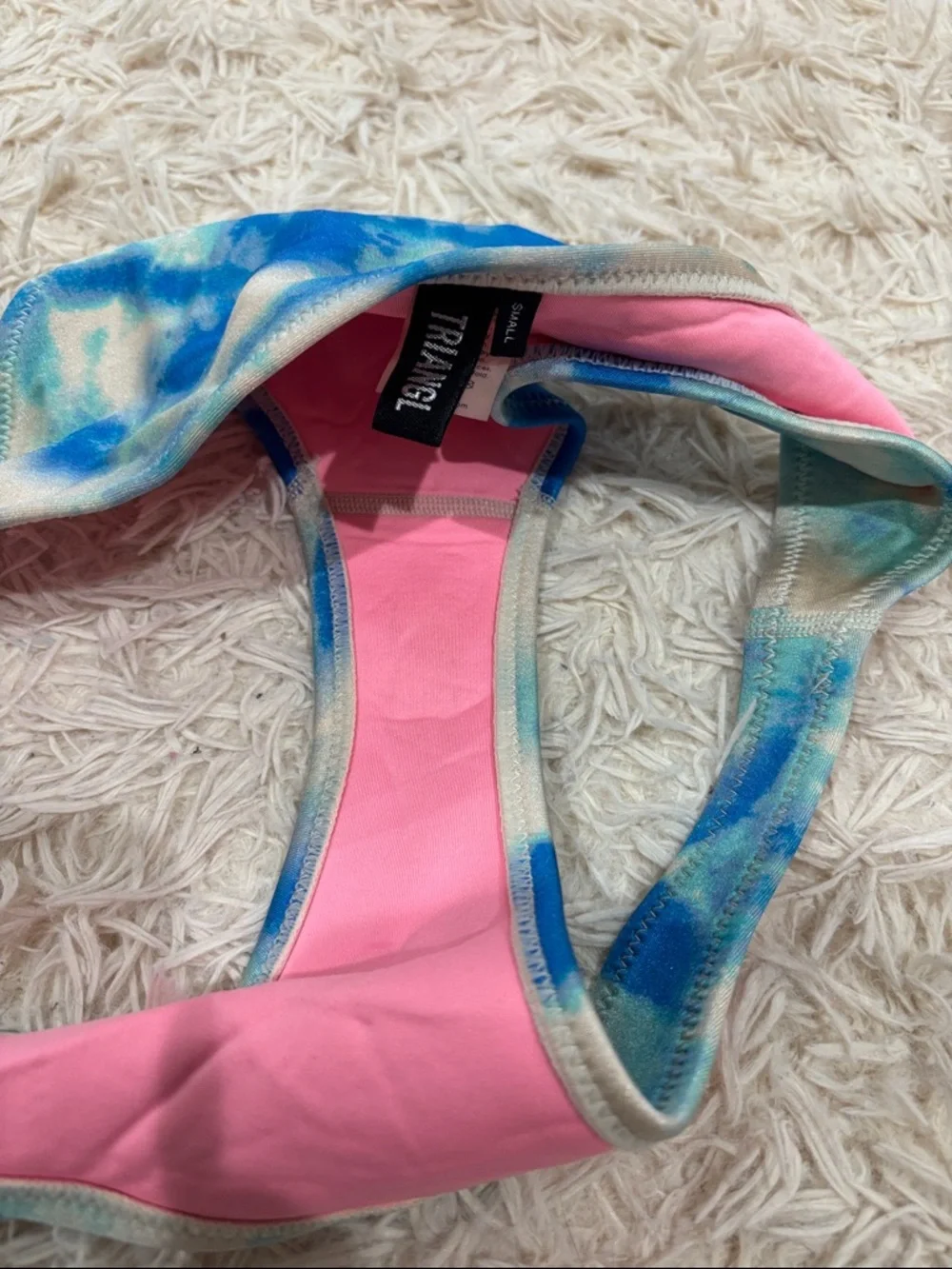 triangl swimwear Blue Tie-Dye & Pink Lined Bikini Bottoms